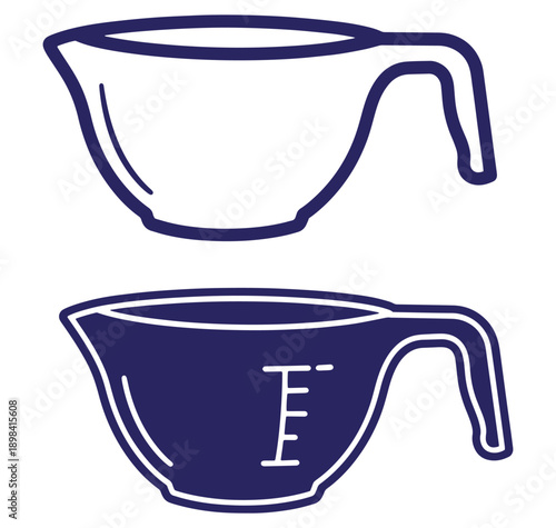 Vector illustration of measuring cups in two variations for kitchen and cooking purposes