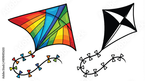 colorful kites with tails flying in the air