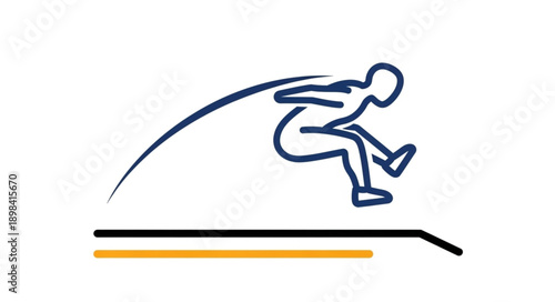 Athletic Figure Jumping Over Line.