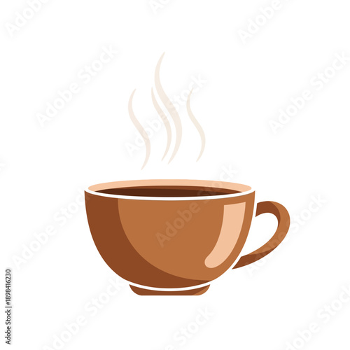Steaming Hot Coffee Cup with Aroma, Isolated on White Background