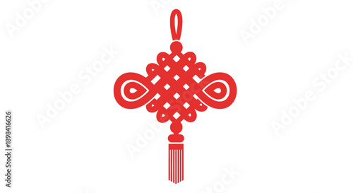Red Chinese Knot Symbolizing Good Fortune and Prosperity.