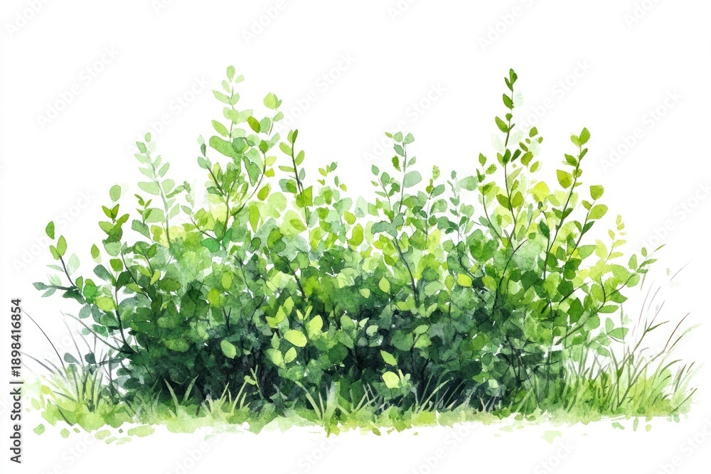 Obraz premium Green bushes illustration watercolor plants.
