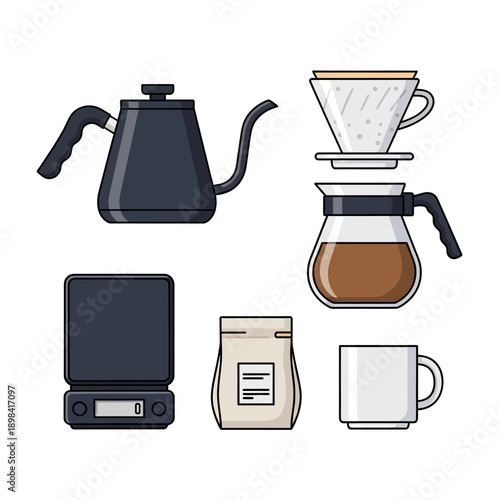 Pour Over Coffee Maker Set: Kettle, Dripper, Carafe, Scale, Bag, Mug