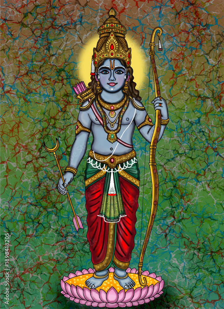 Obraz premium hand drawn digital art of lord rama
