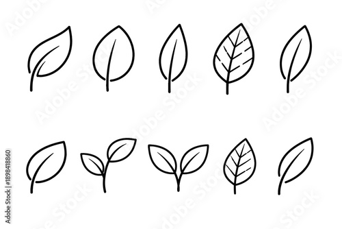 Nature, organic line icon set. Eco-friendly, sustainable leaf icons collection