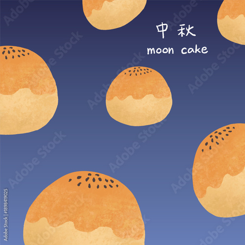 Mid-Autumn Festival hand-drawn mooncake illustrations