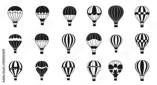 Collection of Black and White Hot Air Balloons.