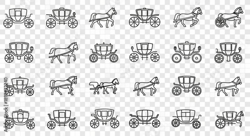 Collection of Horse Drawn Carriage Illustrations.