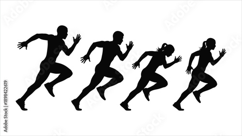Peak Performance A Comprehensive Illustration Set of Running Athletes