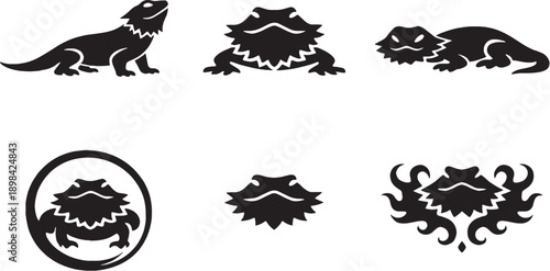 Tribal animal and sea creature symbols set – black silhouette vector icons