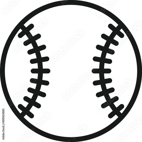 Baseball Vector Icon with Classic Seam Stitching