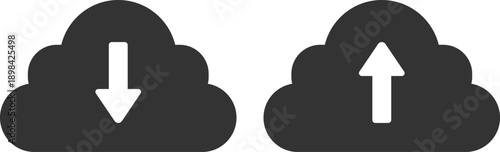 Cloud Upload and Download Arrow Vector Icons for Data Transfer