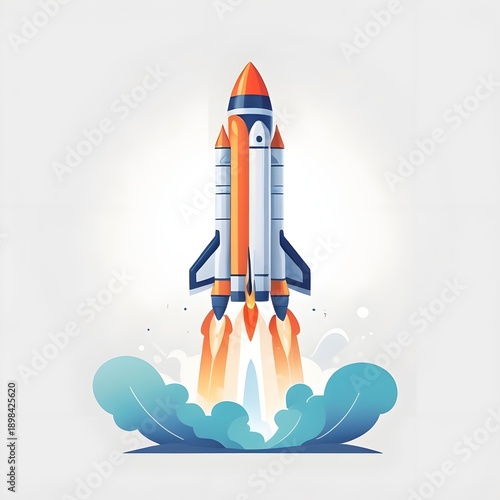 Business Growth Rocket Illustration Isolated