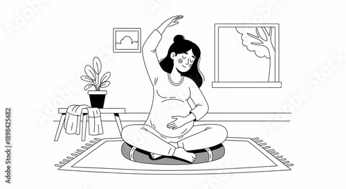 Woman Practicing Yoga in Lotus Position.