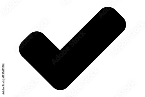 Bold checkmark icon indicates confirmation and validation with minimalistic design