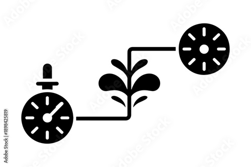 Precision irrigation: A symbolic representation of timing and nurturing in a minimalist style.