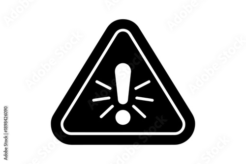 Warning sign concept, danger alert icon design with a triangle shape with exclamation mark and radiant lines