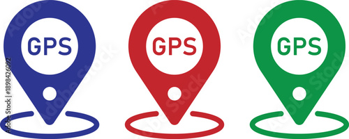 GPS Location Pin Vector Icons, Colorful Navigation Tracking Map Marker Design