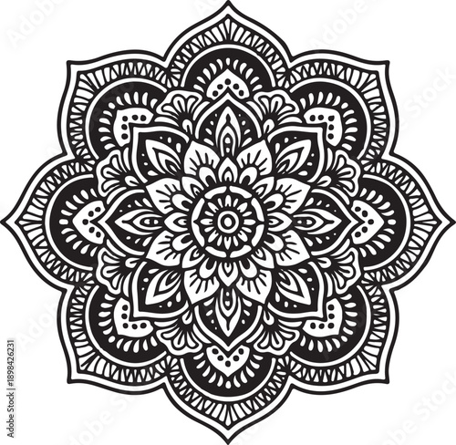 Intricate Black Mandala Flower Decoration For Spiritual Meditation Background Traditional Ethnic Bohemian Tattoo Art Design