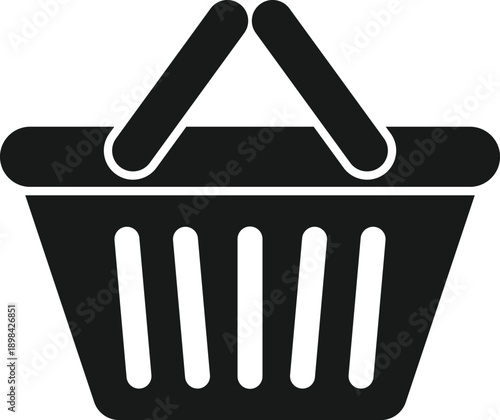 Shopping Basket Vector Icon, Retail E‑Commerce Market Symbol Design