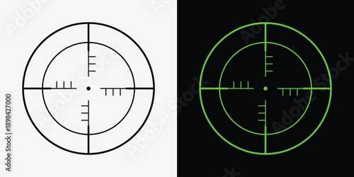 Dual Reticle Vector Icons, Tactical Scope Crosshair Target Design