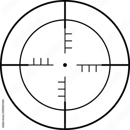 Precision Crosshair Vector Icon, Tactical Reticle Target Design Illustration