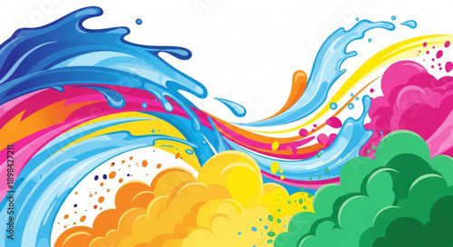 Colorful Liquid Splashing on White Background