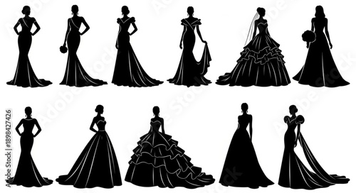Elegant Evening Gowns Silhouettes Collection.