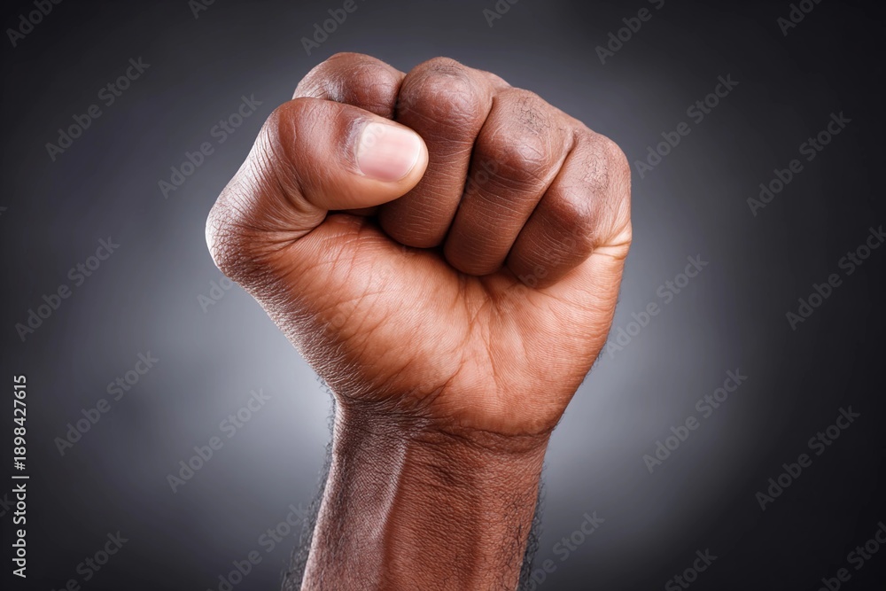 Obraz premium Fist raised to show strength and determination