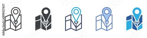 Maps icon set multiple style collection