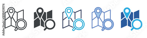 Search Maps icon set multiple style collection