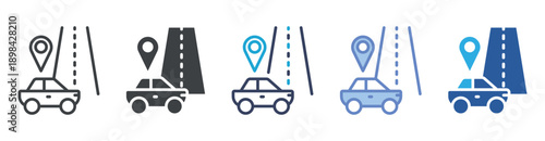 Road Navigation icon set multiple style collection