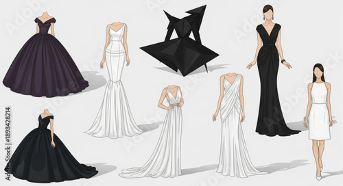 Elegant Evening Gowns Collection Fashion Design.