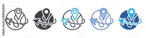 Travel icon set multiple style collection