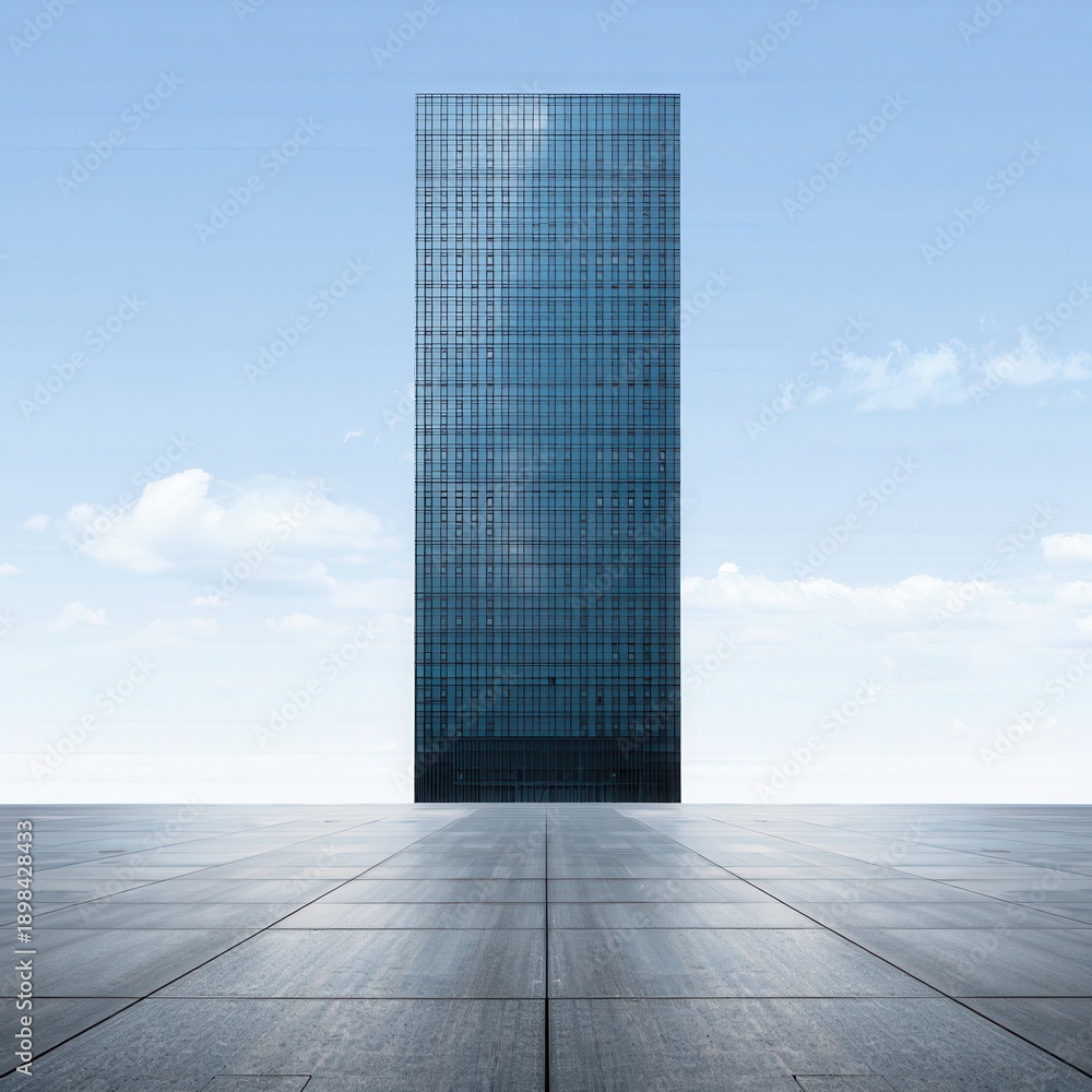 Fototapeta premium Modern Skyscraper Against a Blue Sky