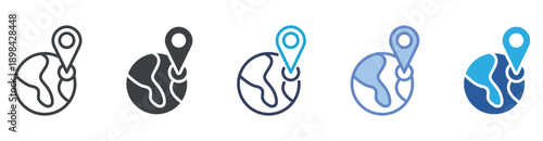 World Maps icon set multiple style collection