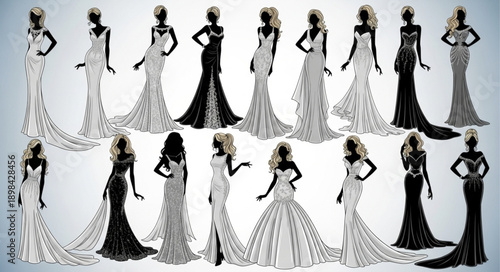 Elegant Evening Gowns Collection Fashion Silhouettes.