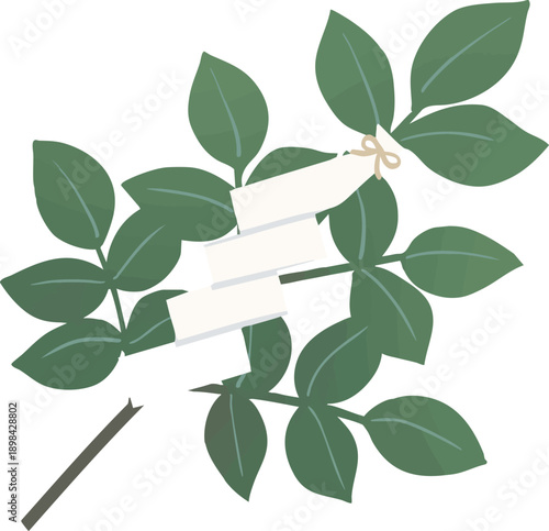 神社の玉串　神道の儀式で使われる供え物のベクターイラスト / Tamagushi Shinto ritual vector