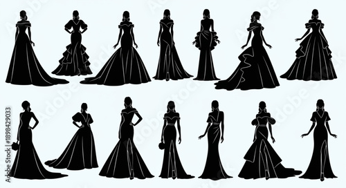 Elegant Evening Gowns Silhouettes Collection.