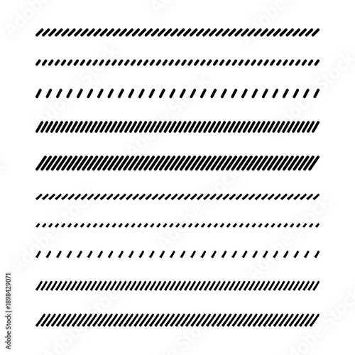 手書きのかわいい斜めの線のセット　スラッシュのライン