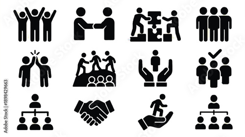 simple black icons of people and teamwork