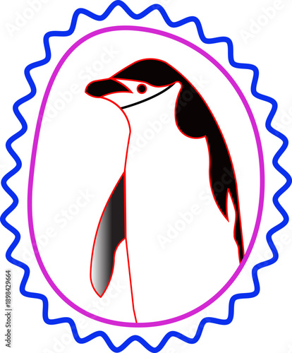 Vector illustration of a Penguin with a frame