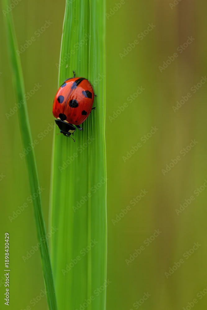Fototapeta premium Ladybug on Green Leaf