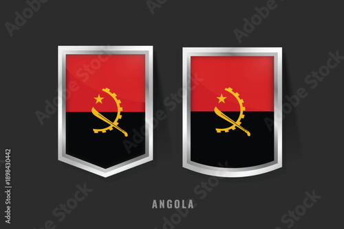 Vector Illustration of ANGOLA Label Logo. ANGOLA Badge Sign ANGOLA With Flag, Angolan Product Label Banners Template.