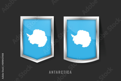 Vector Illustration of Antarctica Label Logo. Antarctica Badge Sign Antarctica With Flag, Antarctica Product Label Banners Template