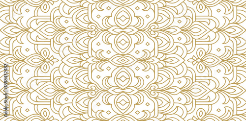 Intricate Gold Arabesque Seamless Pattern Ornament For Luxury Middle East Cultural Design Traditional Ethnic Fabric Wallpaper