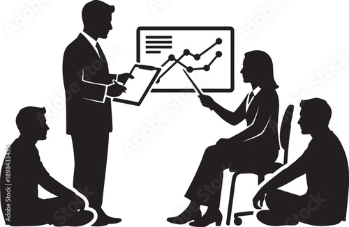 Black Solid Performance Review Silhouettes Set of Six on White Background