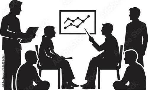 Black Solid Performance Review Silhouettes Set of Six on White Background