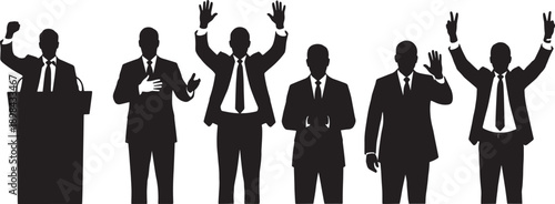 Black Solid Political Candidate Speech Silhouettes Set of Six