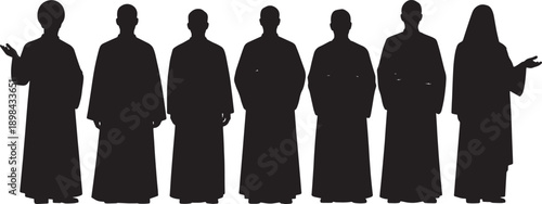 Black Solid Spiritual Speaker Silhouettes with Calm Gestures Set